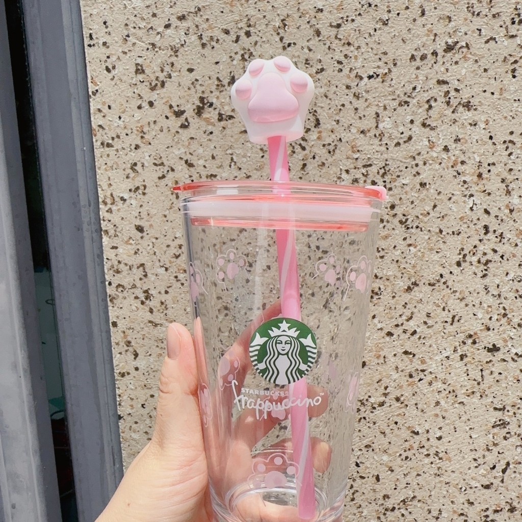 Xinyi Home มาใหม่ Starbucks K Double Drinking Mouth Enjoy Cats Claw แก้วฟางถ้วย 450ml มูลค่าสูงของขวัญวันวาเลนไทน์