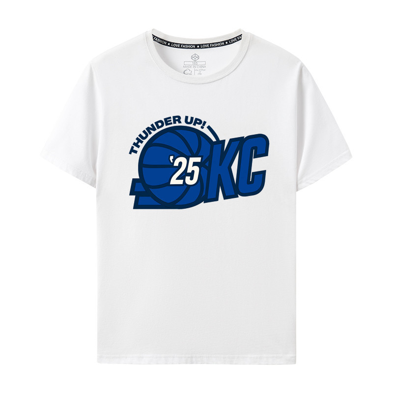 2025 ฤดูร้อนใหม่เสื้อยืดแขนสั้นผ้าฝ้ายแท้รอบคอ Thunder OKC Playoff Alexander No.2 บาสเกตบอล SGA 02