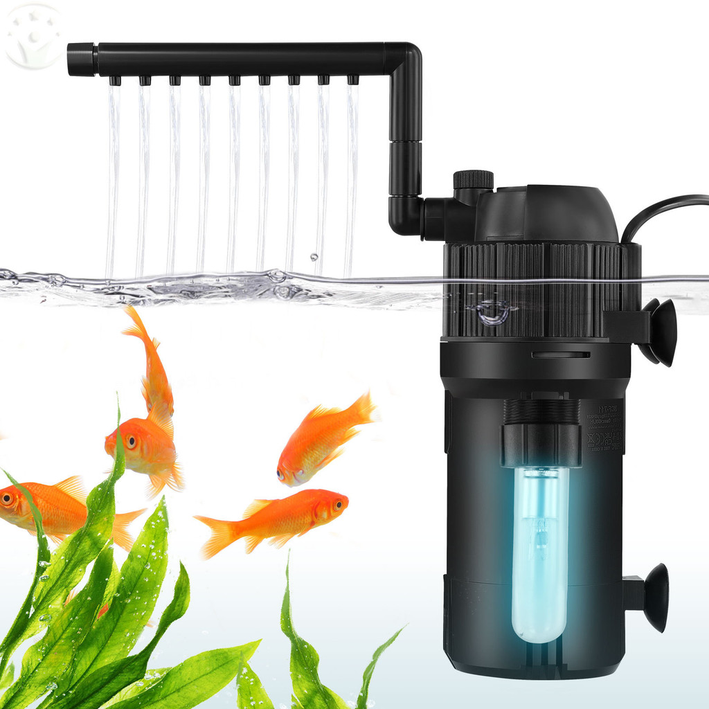 TL ภายใน UV Fish Tank Filter,400L/H 4W Aquarium Filter Pump,Turn Green Water to Clear,5-in-1 Filter 