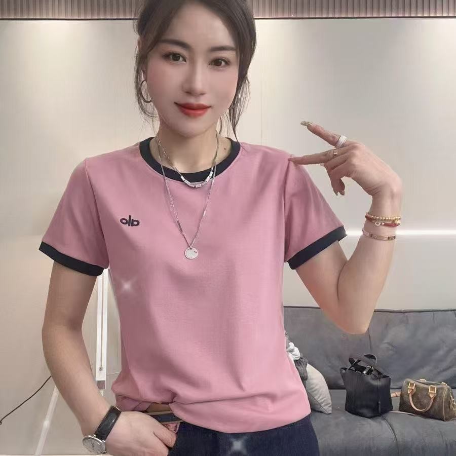 เสื้อยืดแขนสั้นปักตัวอักษรสำหรับผู้หญิง ทรงหลวม สไตล์ฤดูร้อน 2025
