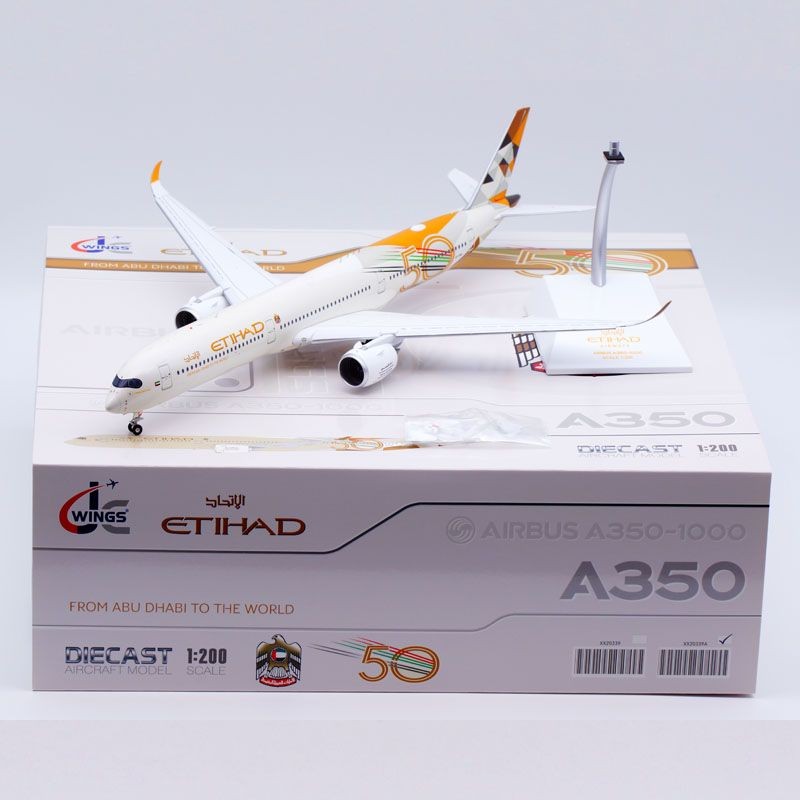 Jcwing1/200 เครื่องบินโลหะผสมรุ่น Attihad A350-1000 A6-XWB ปีกครบรอบ 50 ปี