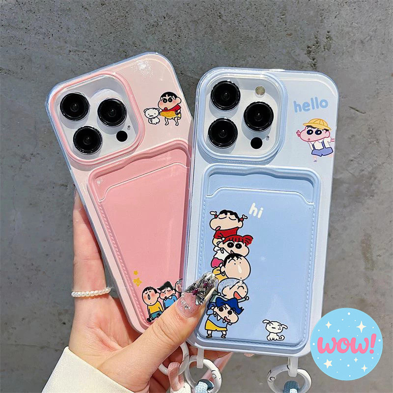 🔥wow🔥การ์ตูน เคสไอโฟน สายสะพาย เคส ชินจัง สำหรับ IPhone 11 15 13 12 16 14 Pro Max XR X XS Max 15 14 7 8 Plus SE เคส