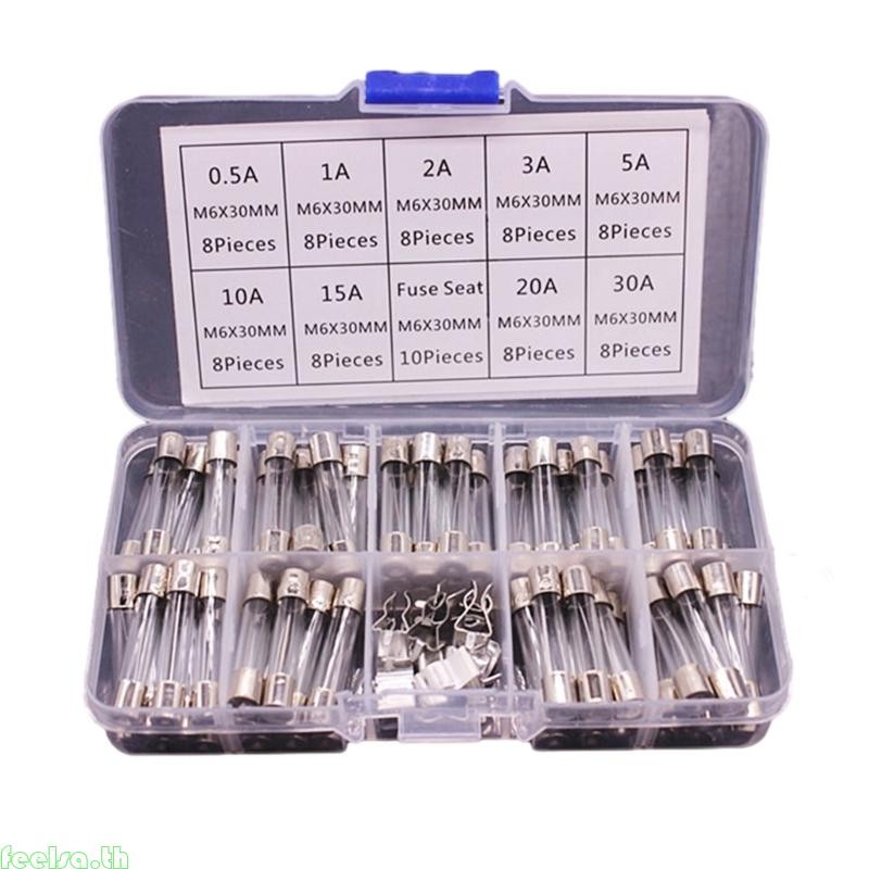 72pcs Fast Blow Glass Tube Fuses 6x30mm 250V 0.5A/1/2A/3A/5A/10A/15A/20A/30A