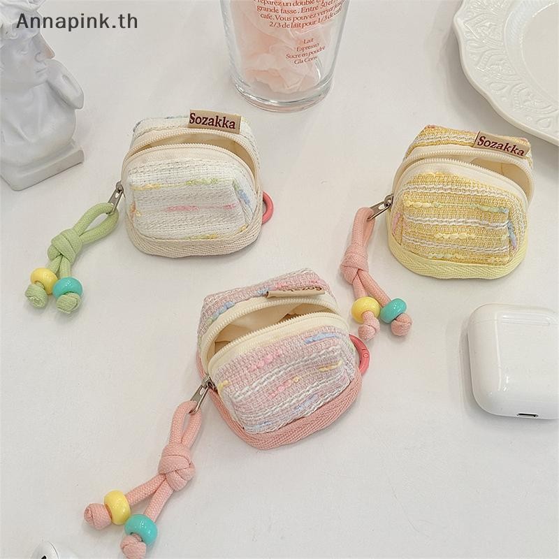 Annapink.th กระเป๋าใส่เหรียญน่ารักและพกพาหูฟังไร้สายเคสป้องกันกระเป๋าสตางค์ EN