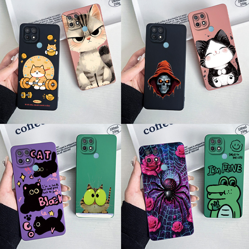 สําหรับoppo A15 CPH2179เคสโทรศัพท์CPH2185ปลอกสําหรับOppo A15S A35 2021 ซิลิโคนนุ่มหวานแฟชั่นทาสีการ์ตูนกันชนสําหรับชายหญิงน่ารักดอกไม้พิมพ์ปกหลัง