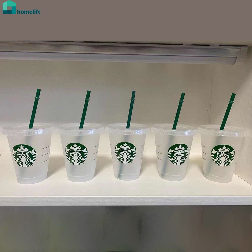 แก้วพลาสติกใส Starbucks แบบใช้ซ้ำได้พร้อมฝาปิด ขายส่ง 1/5 ชิ้น สำหรับใช้ในบ้าน home home