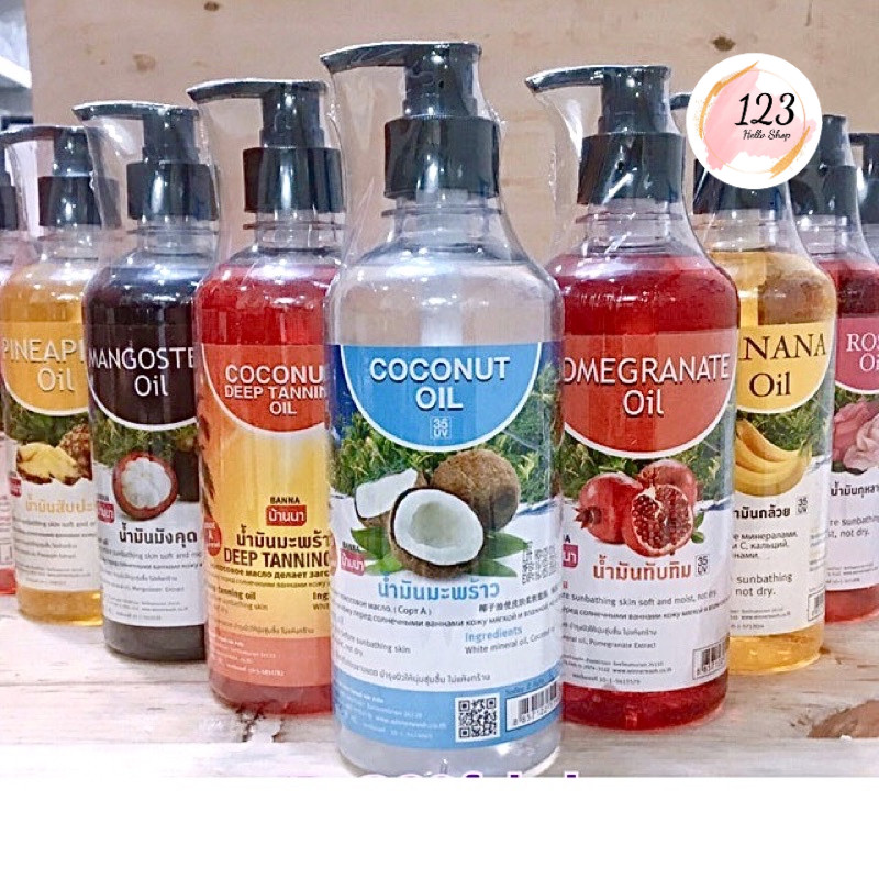 BANNA Oil 450ml. น้ำมันทาผิวบ้านนา น้ำมันนวดตัว น้ำมันสปา อโรม่า massage oil ✨