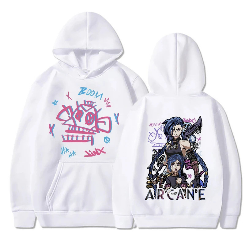 🔥 😆ผ้าฝ้าย Hoodie🤗 Hot Anime Arcane-jinx hoodie Man Woman Long Sleeve streetwear pullover Tops M-3XL