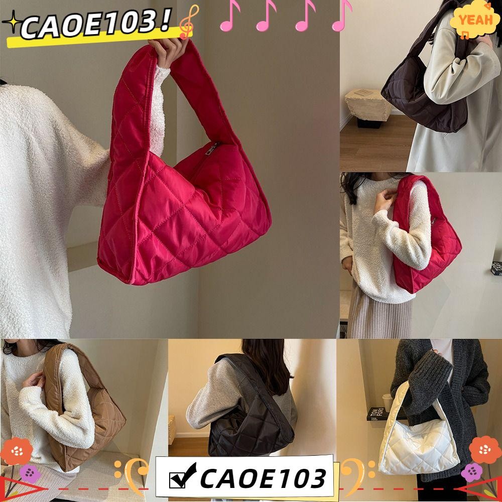 Caoe103 กระเป๋าผ้าควิลท์, กระเป๋าสะพายผ้าลายสก๊อต Rhomboid, กระเป๋าใต้วงแขนความจุขนาดใหญ่ลําลองผู้หญิงสาว