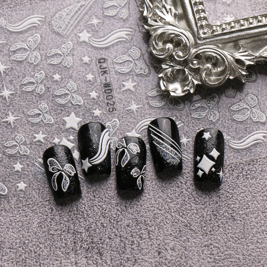 HAMA เล็บนูนเล็บสติกเกอร์ขายส่ง Bow Heart เล็บตกแต่ง Glitter สติกเกอร์ Decals ฤดูใบไม้ผลิเล็บเจ้าสาวเล็บงานแต่งงานเล็บ - รูปที่ 2