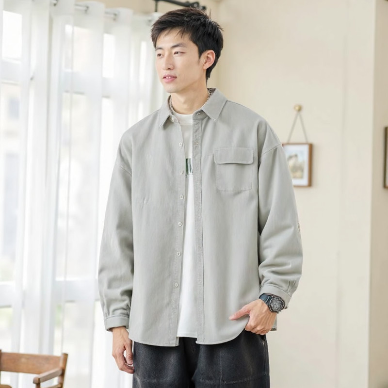 Eershenshi เสื้อเชิ้ตผู้ชายอินเทรนด์ Vibe สไตล์เกาหลี Pu Shuai เสื้อเชิ้ตผู้ชายสไตล์อเมริกัน ราคา ถูกที่สุด ดีลบีเคเค