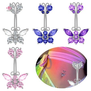 HWETR สแตนเลสเพทายเจาะท้องปลอมปุ่มแหวนเครื่องประดับสําหรับผู…