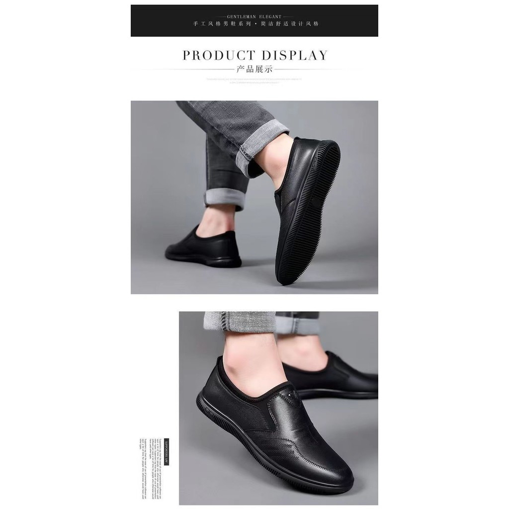 ขายร้อน [ข้อเสนอพิเศษ Clearance] Soft Sole Soft Surface รองเท้าผู้ชายน้ําหนักเบาธุรกิจลําลองแบบสวมรองเท้าหนังสีขาวรองเท้าพ่อ