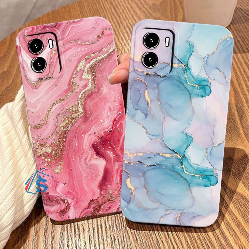 HP [SHARK CASE] Softcase Vivo Y15S Y01 Y15A Y01A Y91C Y1S Y16 Marble Motif - เคส Vivo - เคส Vivo - ป