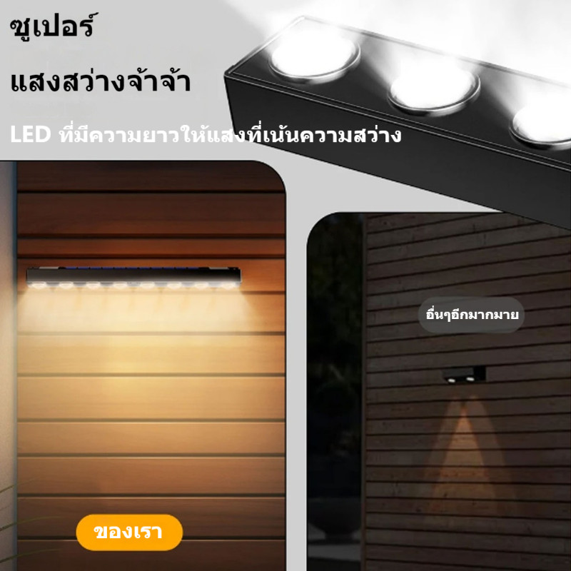 🇹🇭ส่งจากไทย🇹🇭 4/6/8/10LED โคมไฟติดผนังพลังงานแสงอาทิตย์กลางแจ้งกันน้ําตกแต่งสวนแสงพลังงานแสงอาทิตย์ระเบียงบันไดรั้วบ้านบรรยากาศแสง - รูปที่ 6
