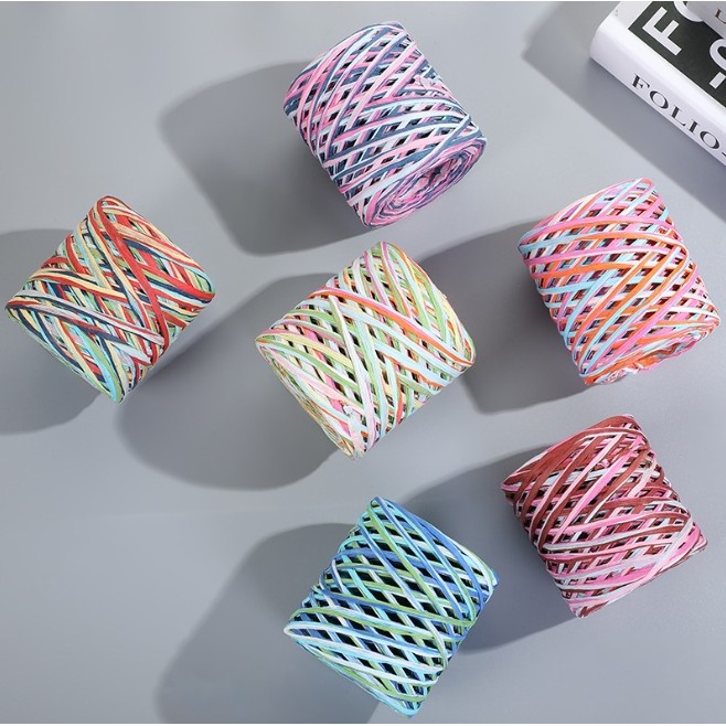 2025 200M ธรรมชาติ Raffia เส้นด้ายฟางสําหรับถักโครเชต์ด้ายกระดาษ DIY Handmade ฤดูร้อน Sunhat Beach กระเป๋า Freeshipping