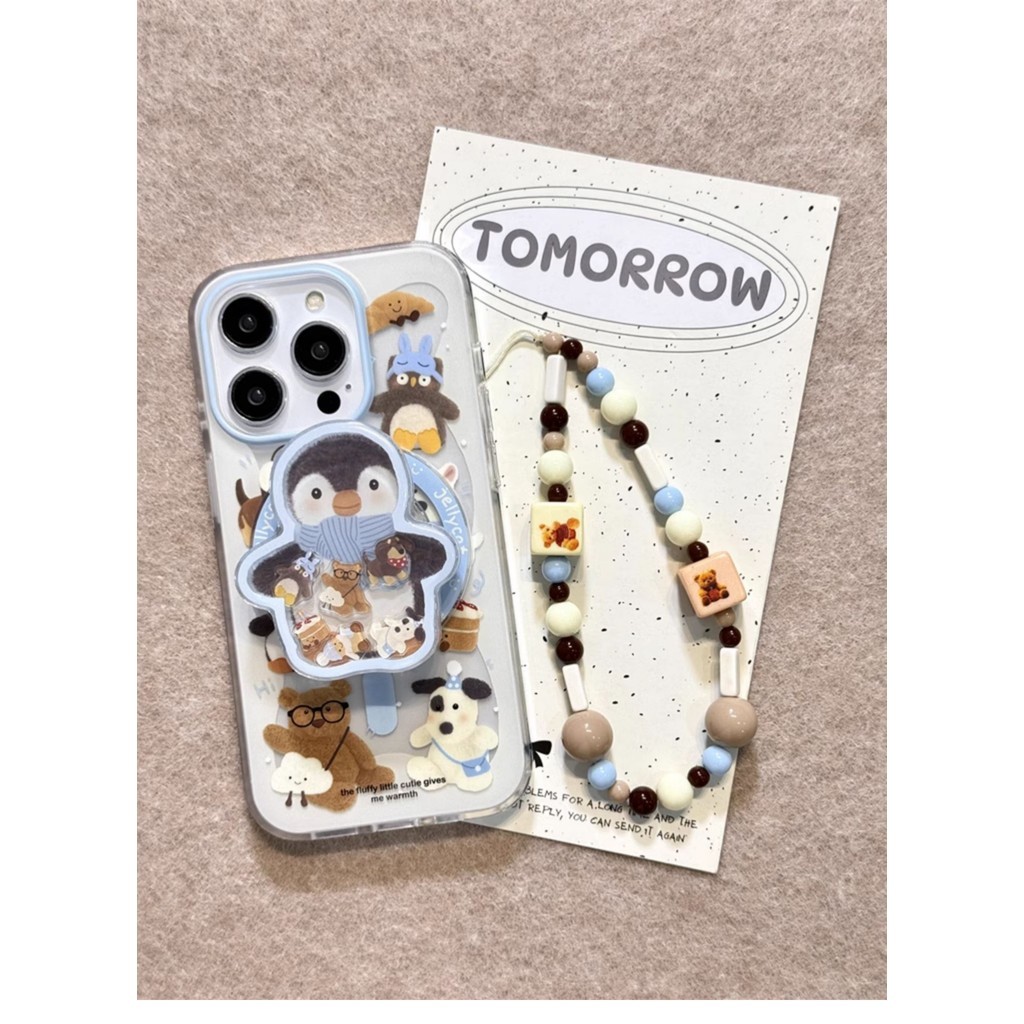เคสใส่ Samsung แบบแม่เหล็กติดได้ ลายเพนกวินน่ารัก (S25/S24 Ultra/S24+/S23/S22/S21/Note20/S23 FE) เคสป้องกัน