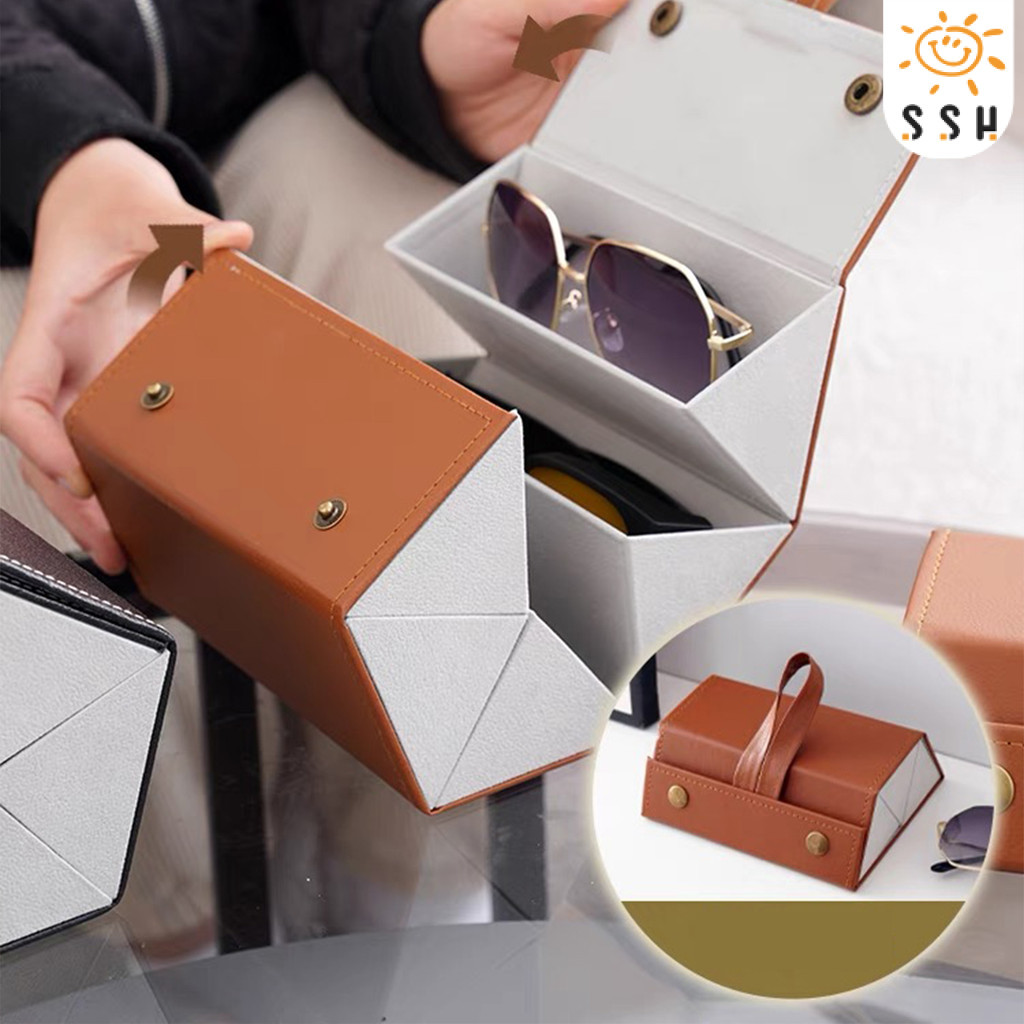 กล่องเก็บแว่นตา กล่องใส่แว่น ที่ใส่แว่นตาน ติดผนังและพับเก็บได้ พกพาสะดวก 3/5 ช่อง ความจุขนาดใหญ่ สไตล์ญี่ปุ่น
