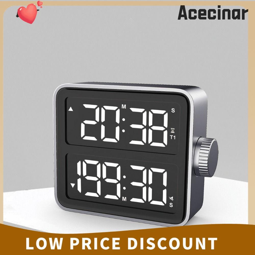 ACECINAR Pomodoro Timer, Minimal แบบชาร์จไฟได้ Visual Timer, สํานักงานนาฬิกาปลุกสีเทาแม่เหล็กเงียบร้