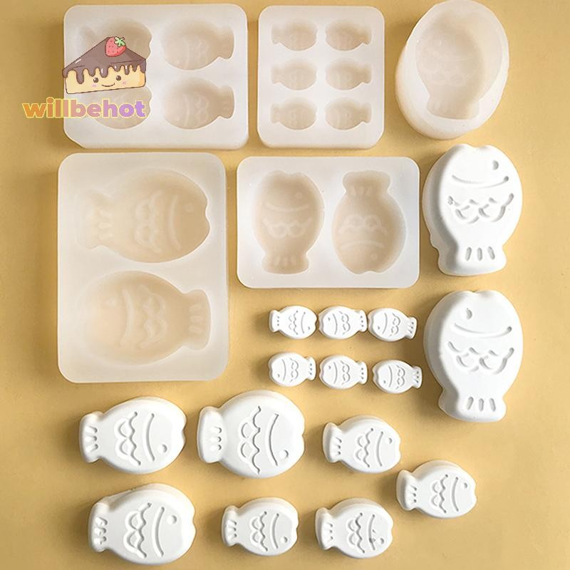 [WillbehotT] การ์ตูนปลาน้อย Snapper ย่างเครื่องบดเค้กข้าวซิลิโคนอบแม่พิมพ์สบู่ยิปซั่มอโรมาเธอราพี [ใหม่]