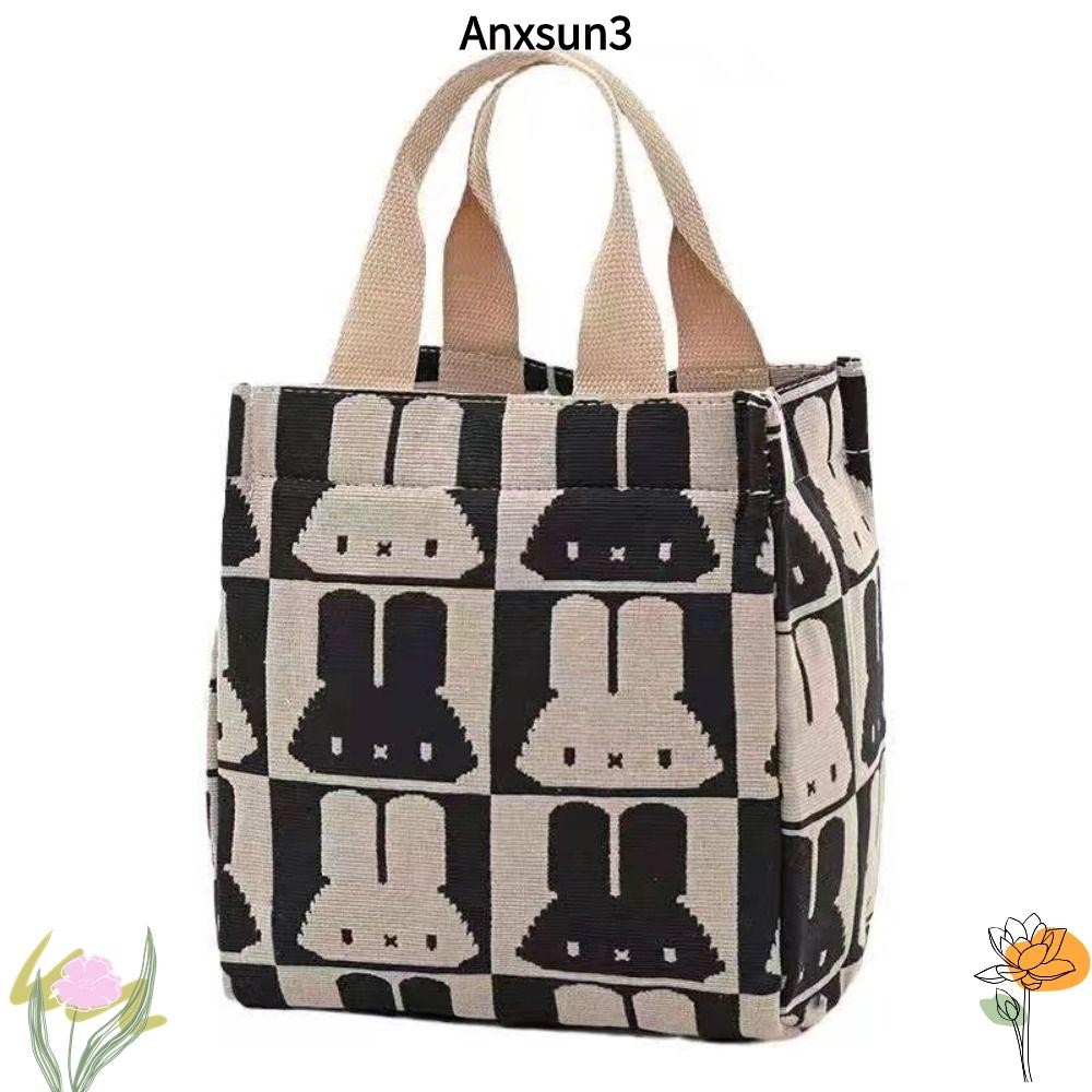 Anxsun3 กระเป๋าโท้ท,กระเป๋าถือพิมพ์ลายผ้าใบความจุสูง,แฟชั่นภาพการ์ตูนซิปกระเป๋าแม่ผู้หญิง