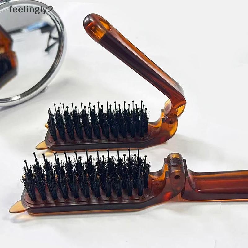 {HotJan} หูหมูป่าขนแปรงแปรงผม Amber พับแบบพกพาหวีกระเป๋าพับ Travel นวดเครื่องมือจัดแต่งทรงผม Salon ผู้หญิงของขวัญใหม่ {th}