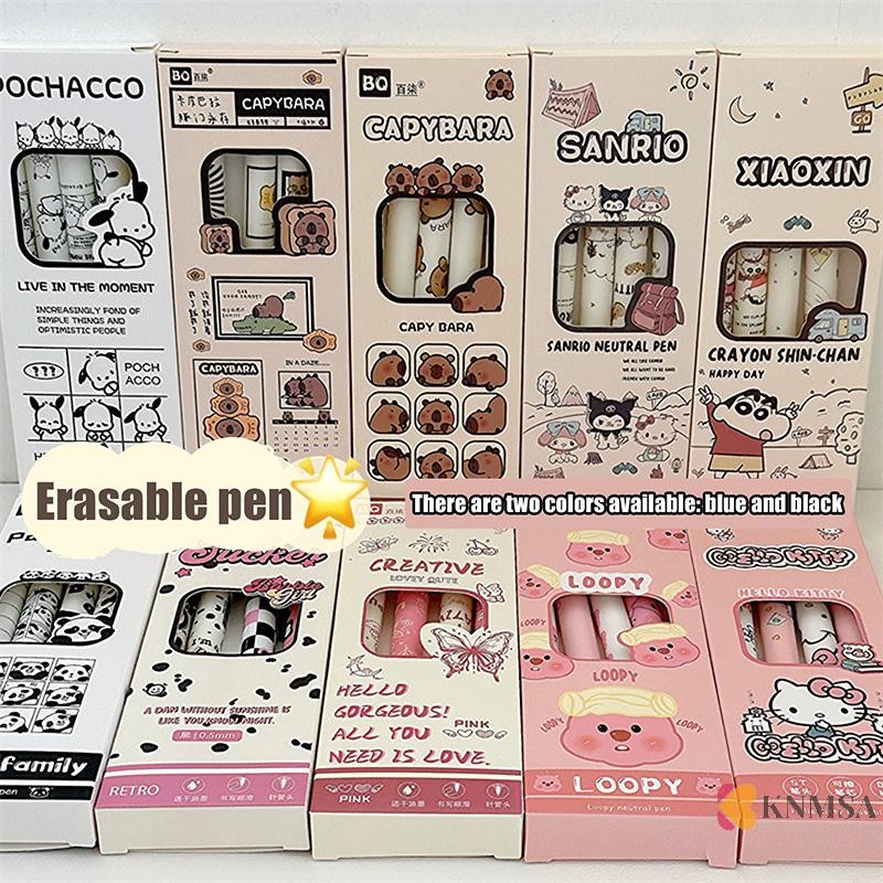 KNMSA] 4 ชิ้น/คอมพิวเตอร์อะนิเมะ Kawaii เครื่องเขียนนักเรียน Sanrio Erasable Neutral ปากกา Hello Kit