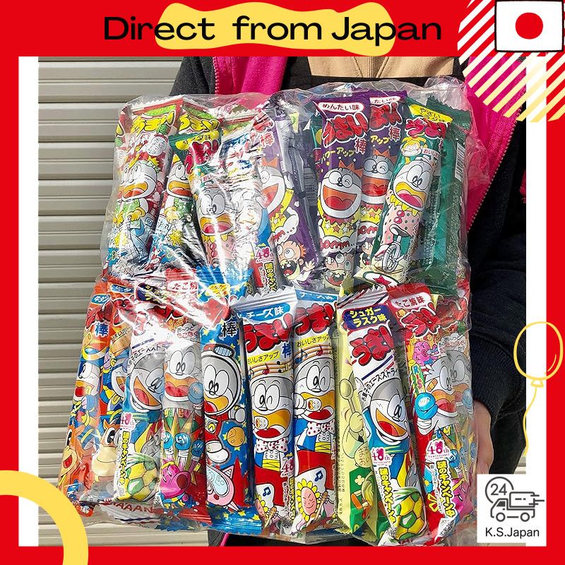 Umaibo Popular Assortment Set - 10 types x 10 sticks each, total of 100 sticks. Flavors included: Su