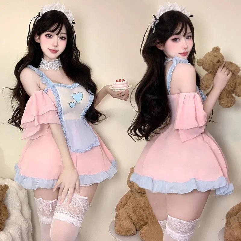 GAnime Maid Cosplay Clothes Black Kawaii Lolita Dress Girls Woman Waitress Party Stage Costumes Japa