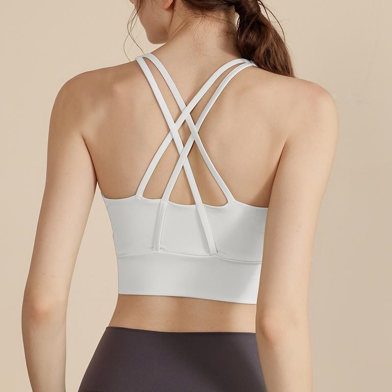 SHQX Crisscross Back Sports Bra - Sexy & Supportable for Yoga & Fitness - Removable Padding, Breathable Fabric - Anti-Chafing & Moisture-Wicking - Ideal for Summer Workouts