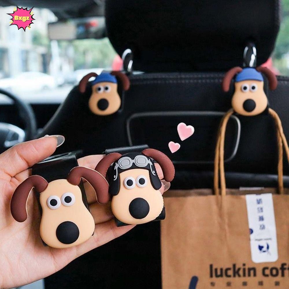 INNICE ตะขอแขวนเบาะรถยนต์, ที่แขวนของหลังเบาะรถยนต์ คลิปหนีบรถ ตะขอรถ, สามมิติสุนัขน่ารักอุปกรณ์ตกแต่งภายในรถยนต์