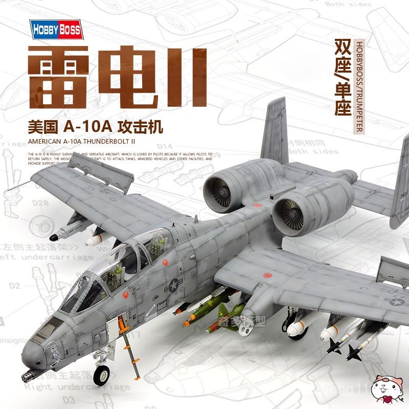 Trumpeter Assembly 80324 1/48 American A-10A Thunderbolt II Single Seat Double Seat Attack Aircraft