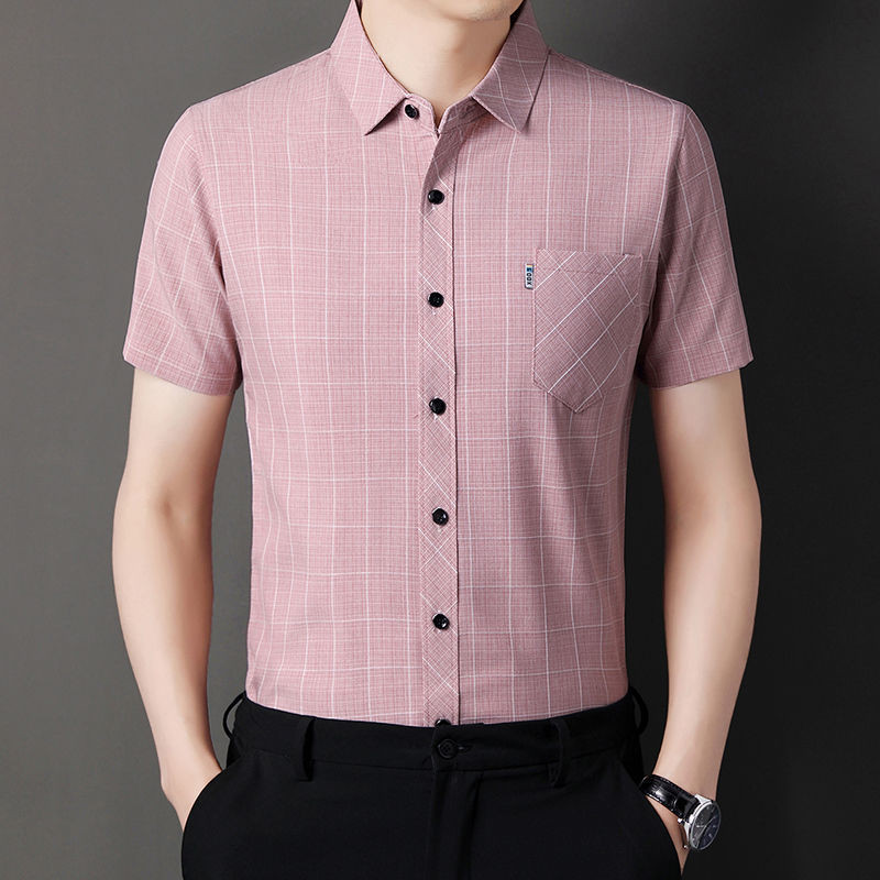 เสื้อเชิ้ตแขนสั้นสำหรับผู้ชาย, ผ้าฝ้ายคุณภาพสูงฟรีร้อน / ชีวิตผู้ชายด้านบน