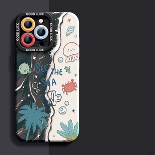 เคสไอโฟน13 สำหรับ iPhone 11 15 13 16 12 14 Pro Max 8 7 14 16 15 Plus XR XS X Max SE 2020 สร้อยข้อมือปลาทะเลสดใหม่แฟชั่น