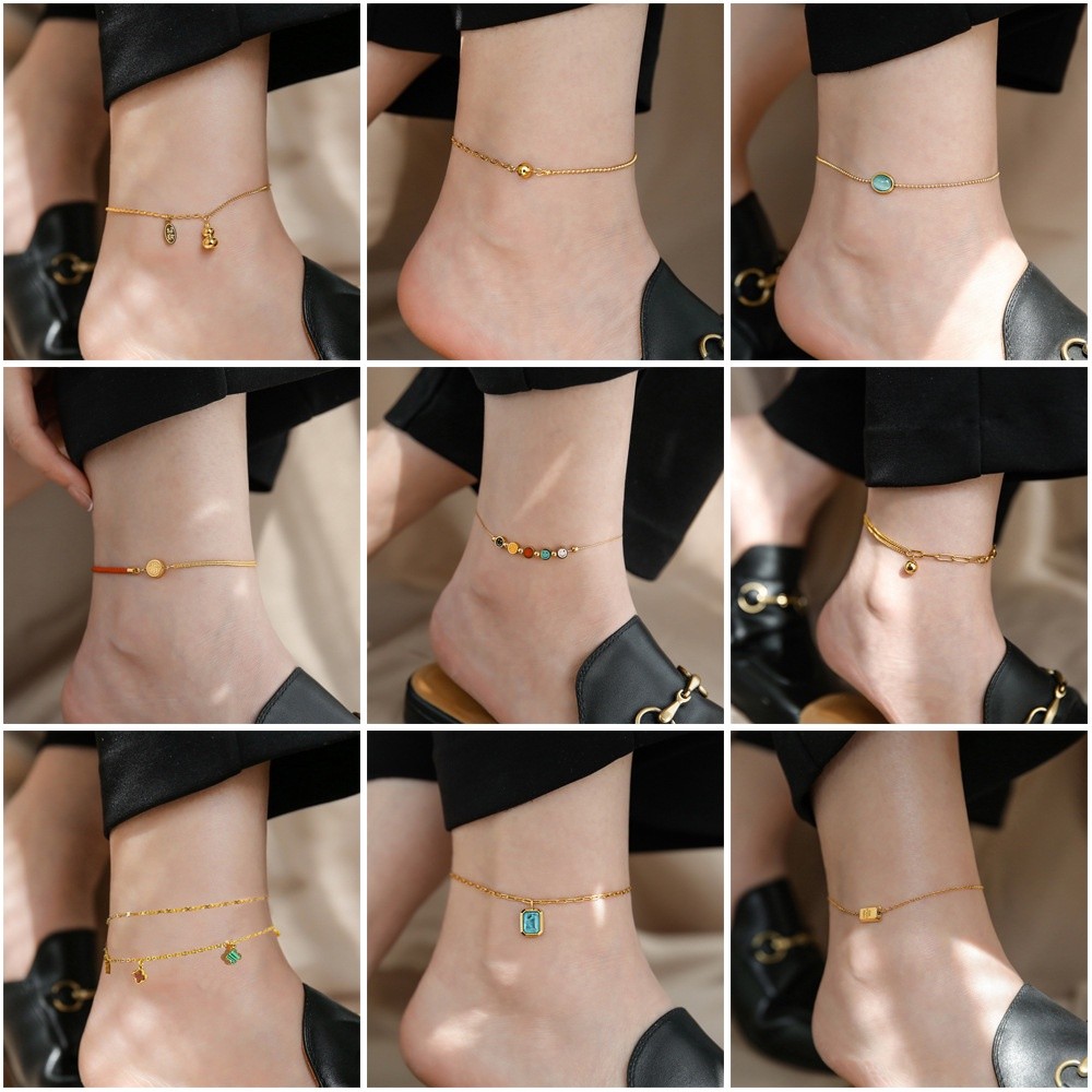Simple All-Match กําไลข้อเท้าเหล็กไทเทเนียมผู้หญิงเด็กผู้หญิง Must-Have Anklet Jewelry Gift