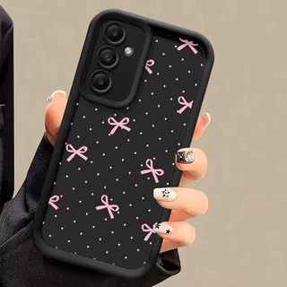 เคส For Samsung A57 A37 A06 A16 A54 A55 A05 A05S A15 A35 A53 A52 A56 A32 A14 A36 A26 เคสซิลิโคนอ่อนนุ่ม ลายโบว์สีชมพู