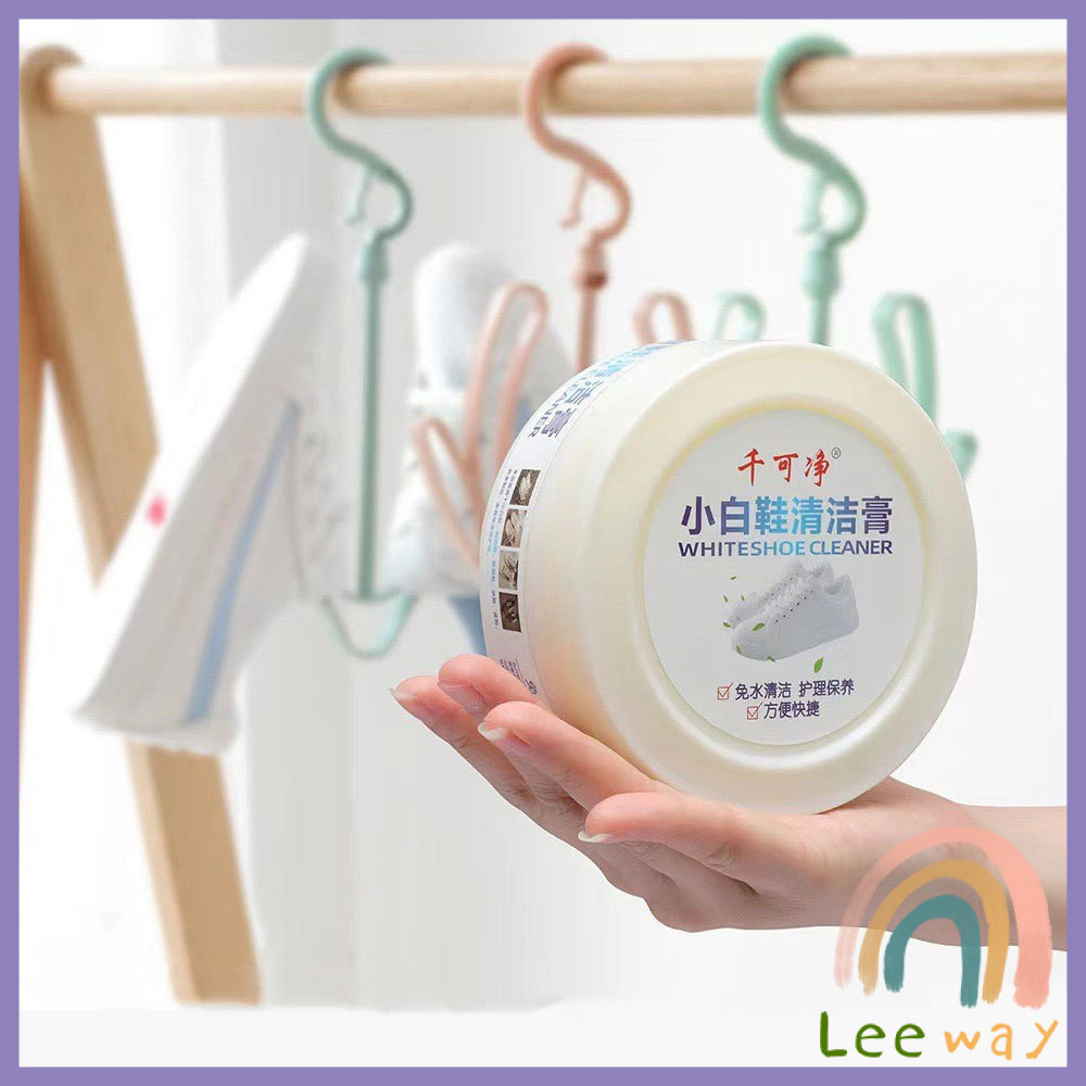 Leeway【มีสินค้าในสต๊อก】 ครีมขัดรองเท้า 120g น้ำยาขัดรองเท้าขาว ไม่ต้องล้าง พร้อมฟองน้ำสำหรับขัด Shoe Cleaning Cream