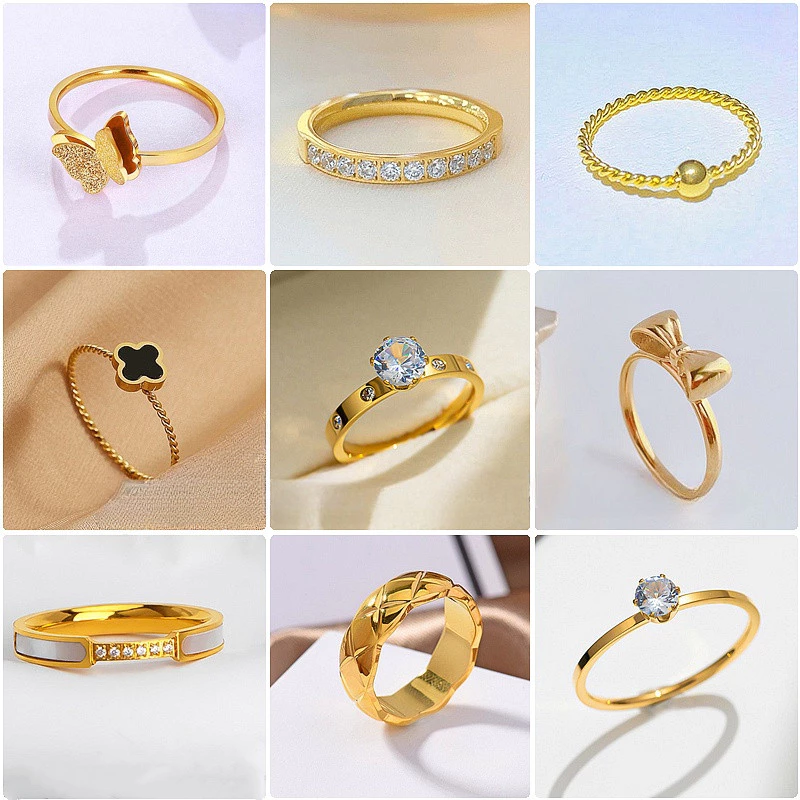 หลายรูปแบบอารมณ์ประณีตระดับไฮเอนด์เหล็กไทเทเนียมแหวนเพชรสำหรับผู้หญิงแฟชั่นโรแมนติกของขวัญเครื่องประดับ