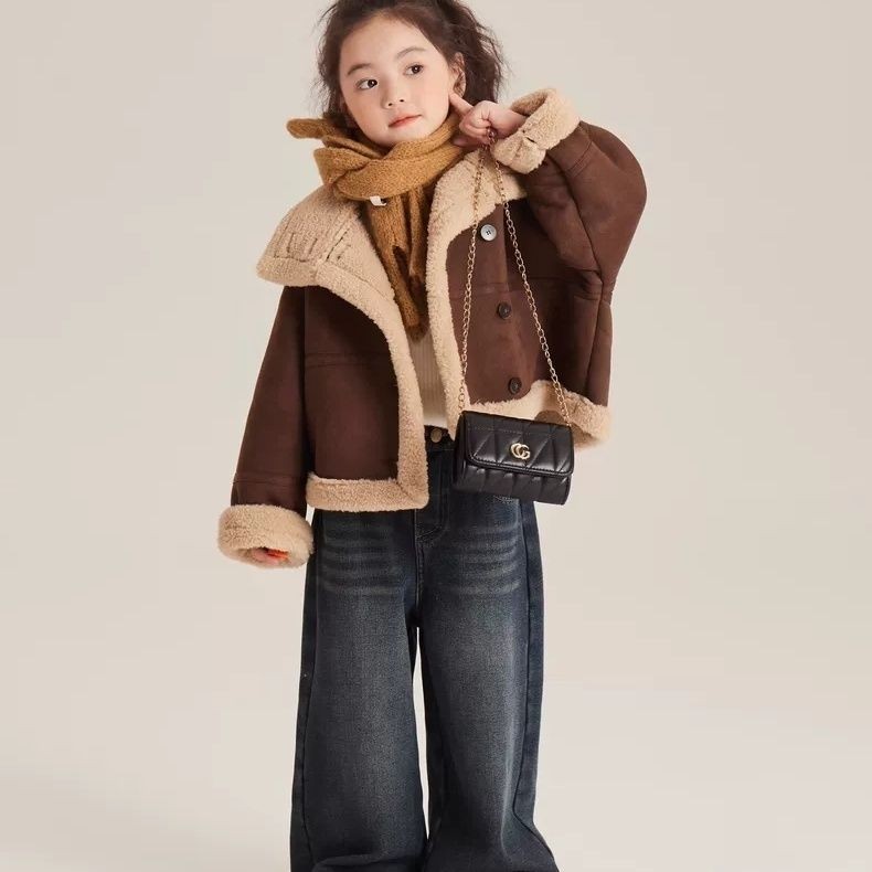 ฤดูหนาวใหม่ - ขนสัตว์เด็กเสื้อผ้าสําหรับเด็กผู้หญิงพับเพิ่มผ้ากํามะหยี่หนาเสื้อโค้ทที่อบอุ่น - รูปที่ 2