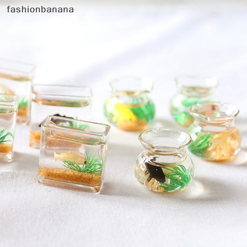 [แฟชั่นกล้วย] Dollhouse Miniature Glass Fish Tank Bowl Aquarium Doll House Home Ornament New Stock