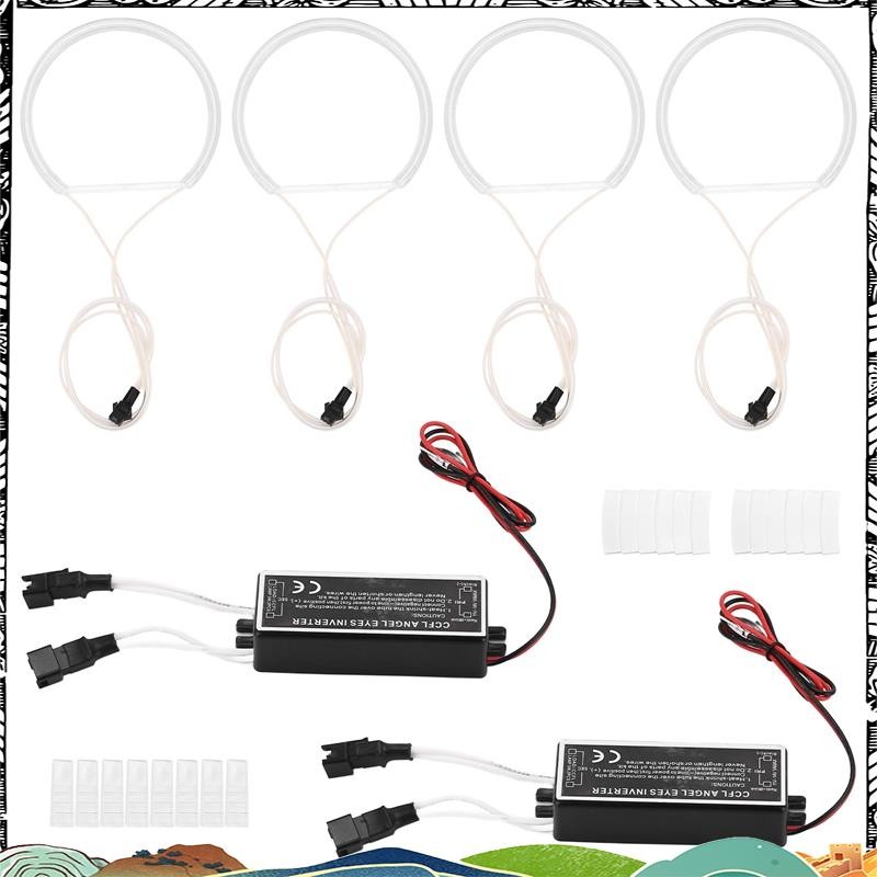 Super 4 ชิ้นสีขาวไฟหน้า CCFL LED Angel Eyes ชุด Halo แหวน DRL ไฟเลี้ยว CCFL ไฟหน้าโคมไฟสําหรับ E36 E
