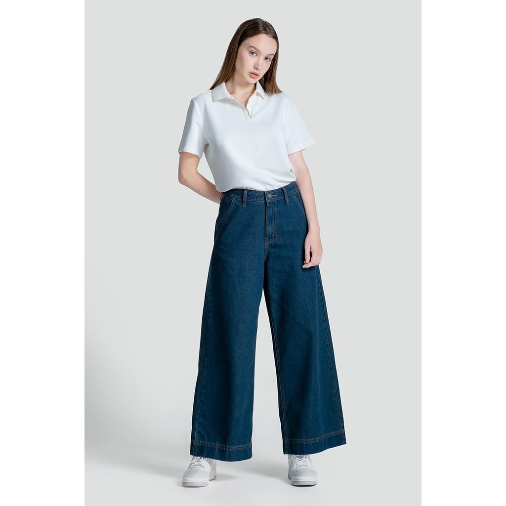 กางเกงยีนส์ขากว้างผู้หญิง อินเทรนด์ อ่อนเยาว์ คุณภาพสูง วัสดุ Freelancer - FWJN25SS05G