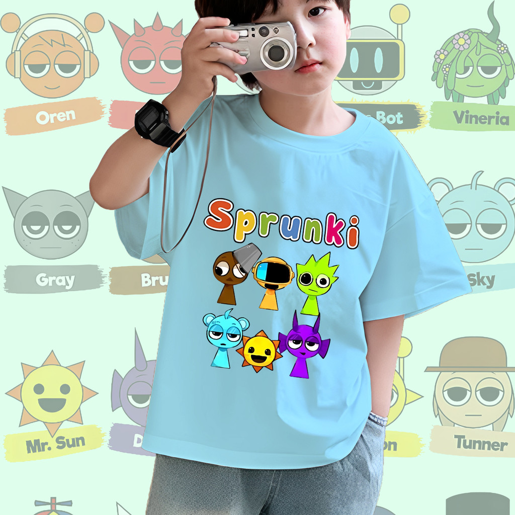 100cm-150cm 8 สี Sprunki Game เสื้อยืดสำหรับเด็ก boy&girl T-shirt 018