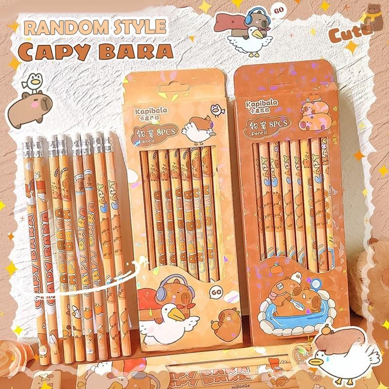 [TA] 8 ชิ้น/กล่องการ์ตูนน่ารัก Capybara ดินสอ Kawaii HB Sketch วาดรายการเครื่องเขียนนักเรียนโรงเรียน