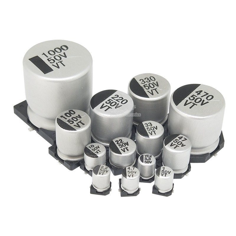 VT Patch ตัวเก็บประจุอลูมิเนียมอิเล็กโทรลีติค 50V 1/2.2/3.3/4.7/10/22/33/47/100/220/330UF