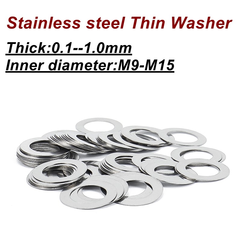 M9-M15 DIN988 สแตนเลสปะเก็นบางแหวนรองแบนหนา 0.1-1.0 มม.