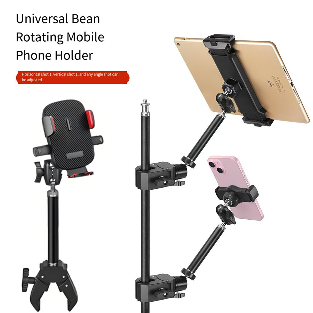 Clip-On Round Tube ที่วางโทรศัพท์มือถือ Lazy Stand ที่วางโทรศัพท์มือถือขาตั้งกล้อง ขาตั้งแท็บเล็ตสําหรับขาตั้งเพลงไมโครโฟน, 360° ที่วางโทรศัพท์มือถือแบบปรับได้สําหรับสมาร์ทโฟนทุกรุ่น