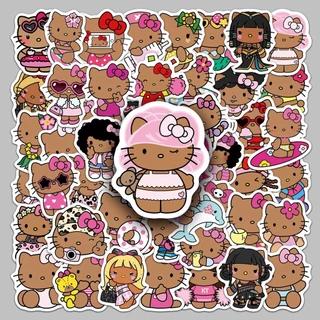 สติ๊กเกอร์ Hello Kitty สีดํา 50 ชิ้น - สติ๊กเกอร์กราฟฟิตีสร้างสรรค์สําหรับวารสาร, PC & ขวดน้ํา