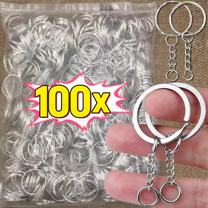 100ชิ้น1นิ้ว/25มิลลิเมตรแยกพวงกุญแจที่มีโซ่,เปิดกระโดดแหวนและเชื่อมต่อ,สําหรับแฮนด์เมดหัตถกรรมเครื่องประดับ,กุญแจ,กระเป๋านักเรียนจี้อุปกรณ์ตกแต่ง