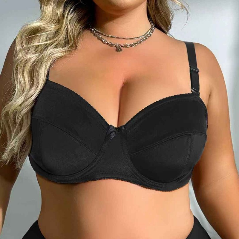Balconette Bra สำหรับผู้หญิงไซซ์_plus ทุกวัน สีทึบ  breathable unlined underwire bras 38C-44C/38D-48